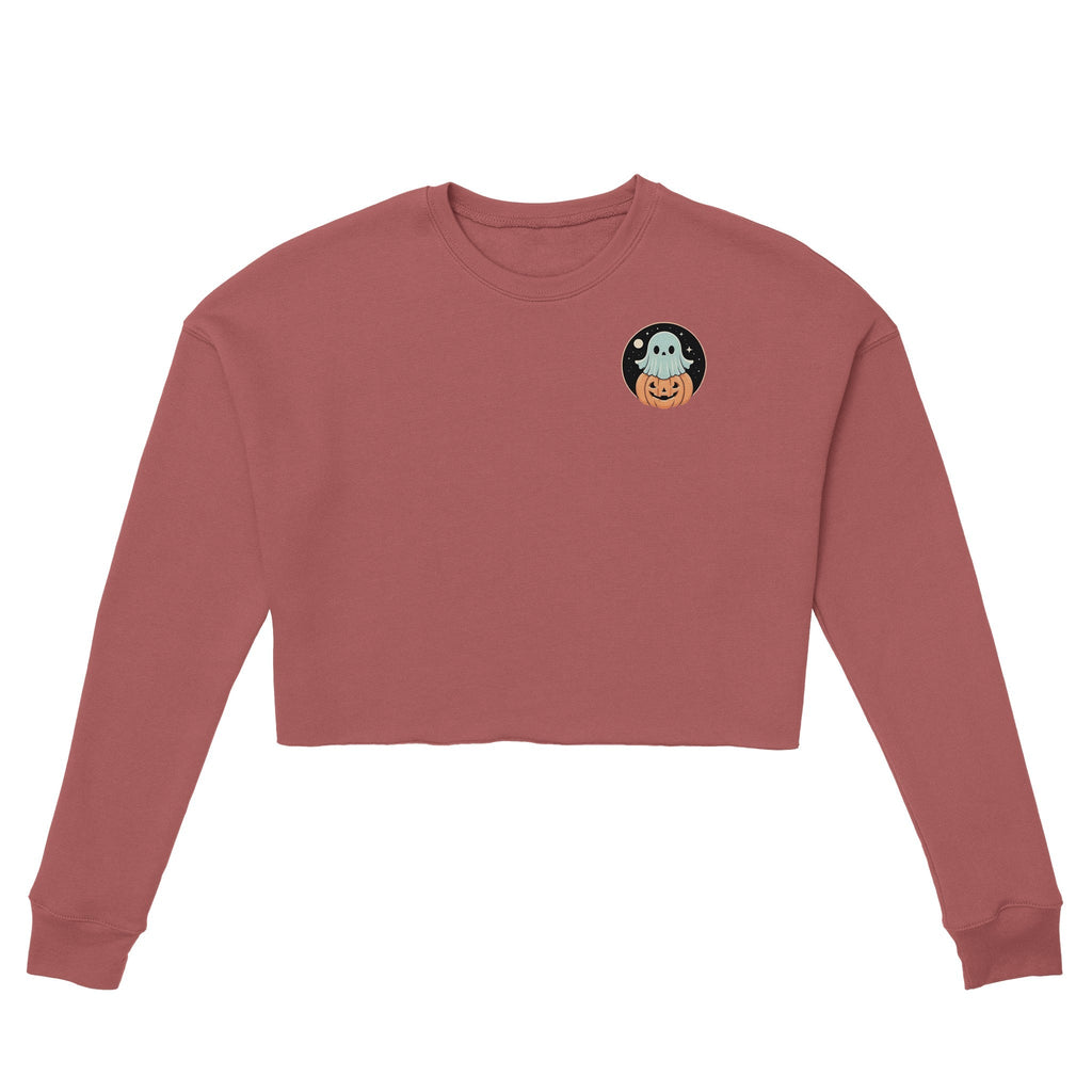 Ghost Pumpkin Retro Vice Edition Women's Cropped Sweatshirt | Bella + Canvas 7503 - DazeRoom