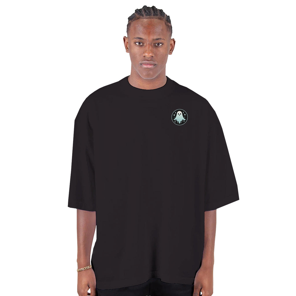 Ghost Rain Retro Vice Edition Men's Oversized Drop - Shoulder Crewneck T-Shirt | Shaka Wear SHGDD - DazeRoom