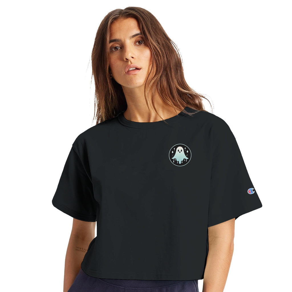 Ghost Rain Retro Vice Edition Women's Cropped Heritage Crewneck T-Shirt | Champion T453W - DazeRoom