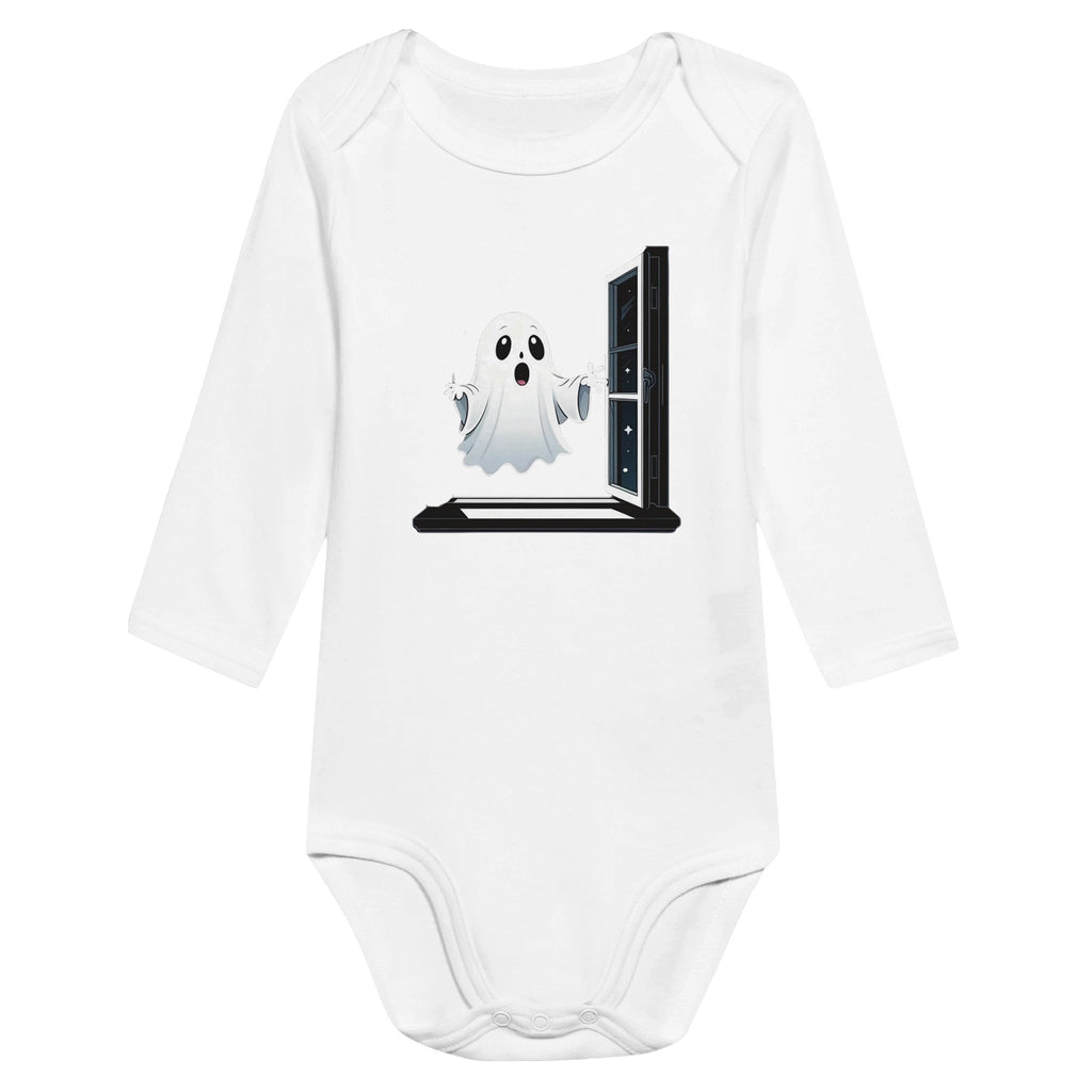 Ghost Window Haunt Classic Baby Long Sleeve Bodysuit - DazeRoom