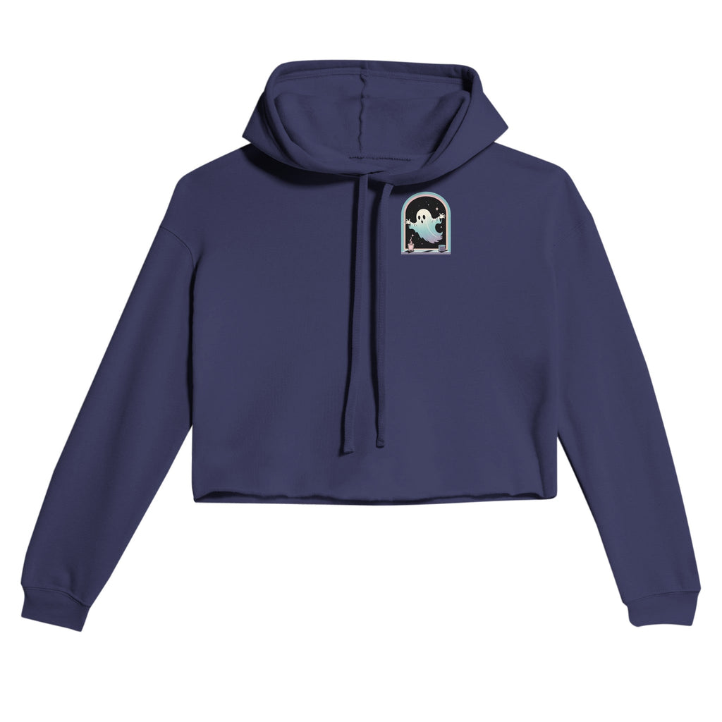 Ghost Window Haunt Retro Vice Edition Women's Cropped Hoodie | Bella + Canvas 7502 - DazeRoom