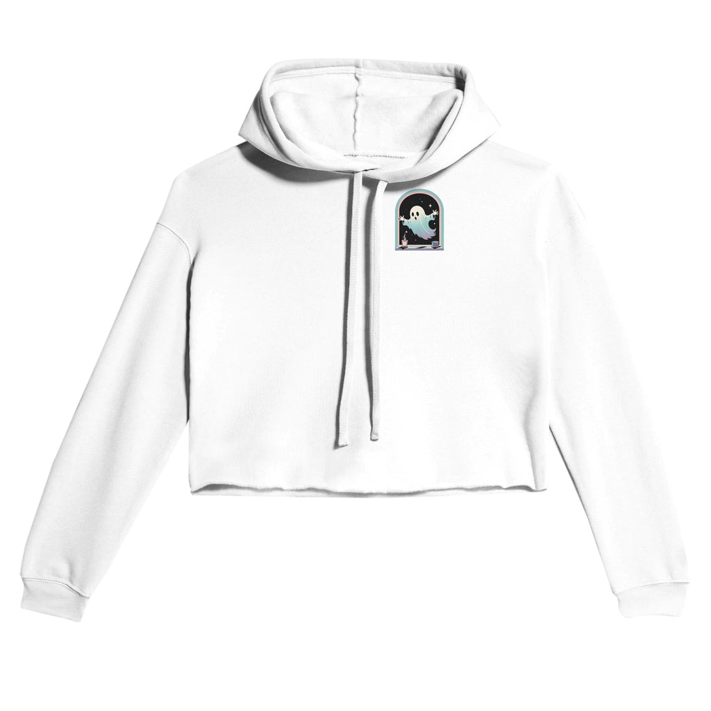 Ghost Window Haunt Retro Vice Edition Women's Cropped Hoodie | Bella + Canvas 7502 - DazeRoom