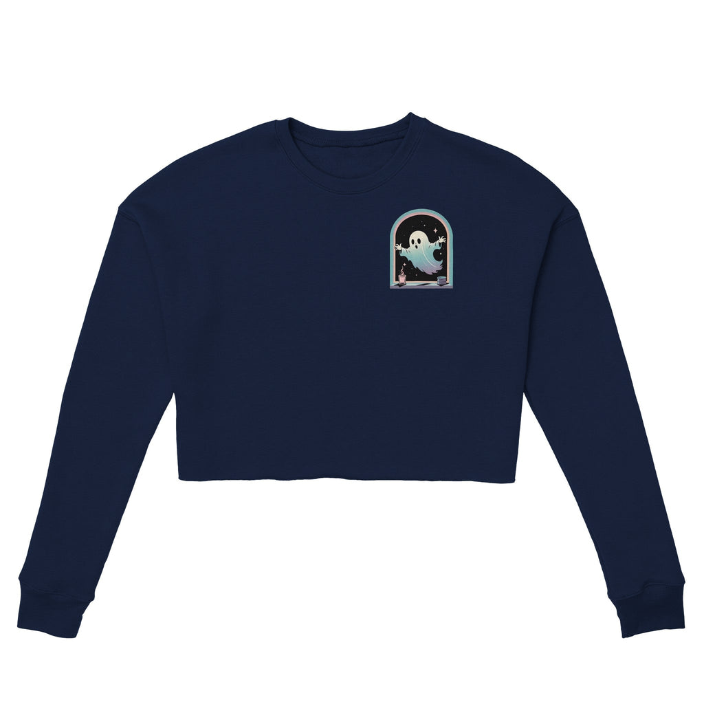 Ghost Window Haunt Retro Vice Edition Women's Cropped Sweatshirt | Bella + Canvas 7503 - DazeRoom