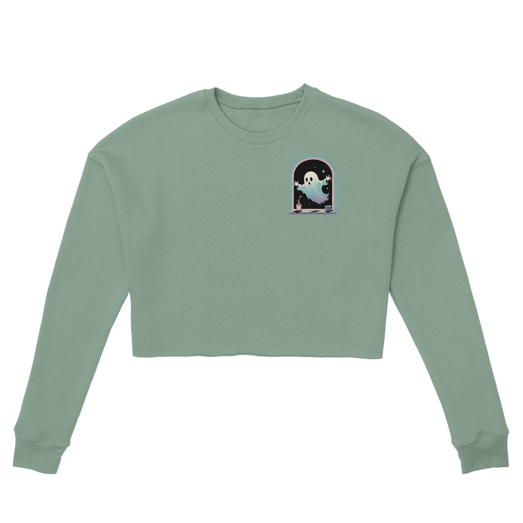 Ghost Window Haunt Retro Vice Edition Women's Cropped Sweatshirt | Bella + Canvas 7503 - DazeRoom