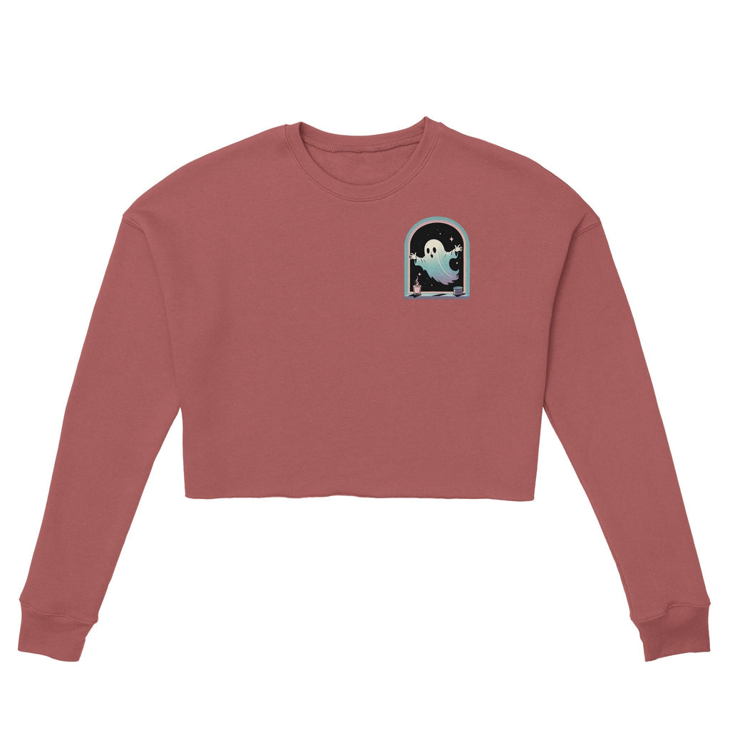 Ghost Window Haunt Retro Vice Edition Women's Cropped Sweatshirt | Bella + Canvas 7503 - DazeRoom