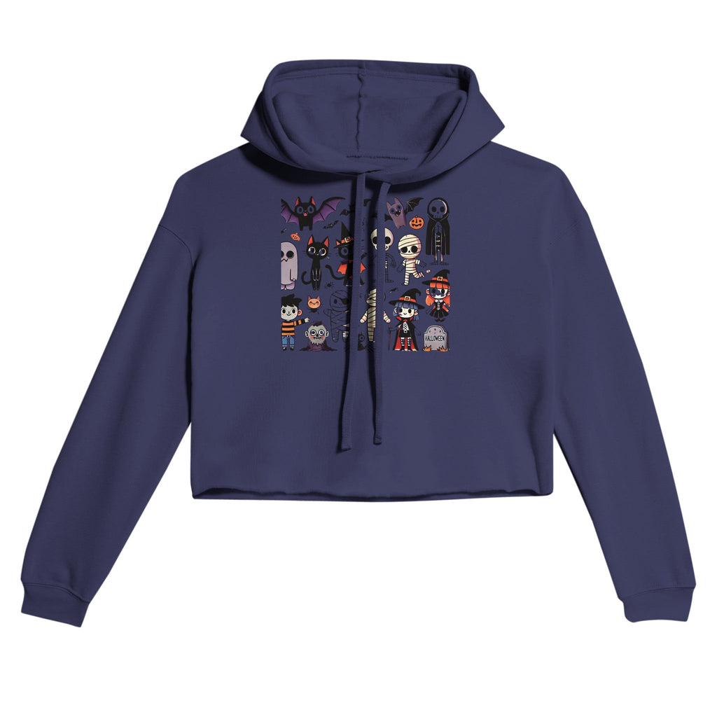 Halloween Characters Women's Cropped Hoodie - DazeRoom