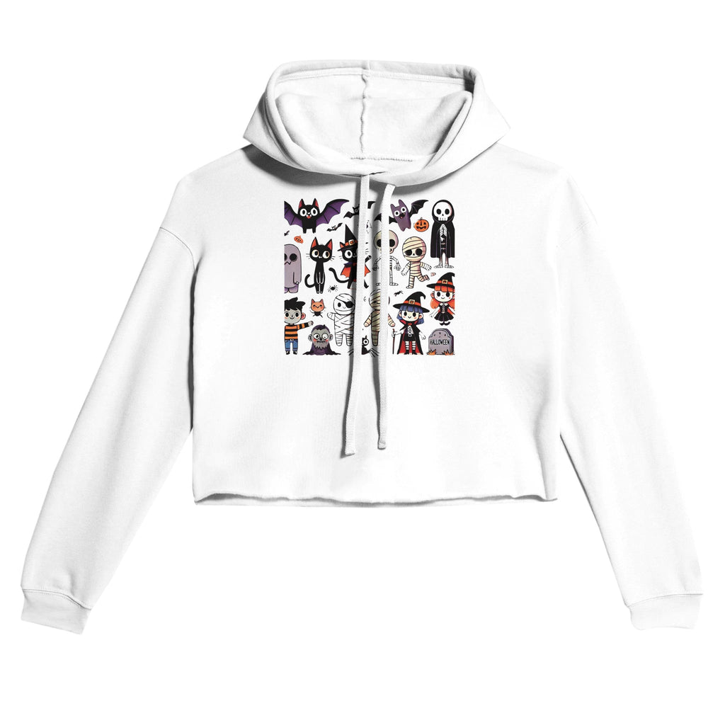 Halloween Characters Women's Cropped Hoodie - DazeRoom