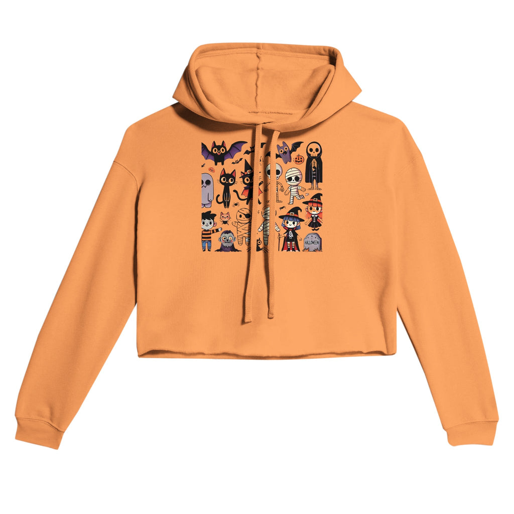 Halloween Characters Women's Cropped Hoodie - DazeRoom