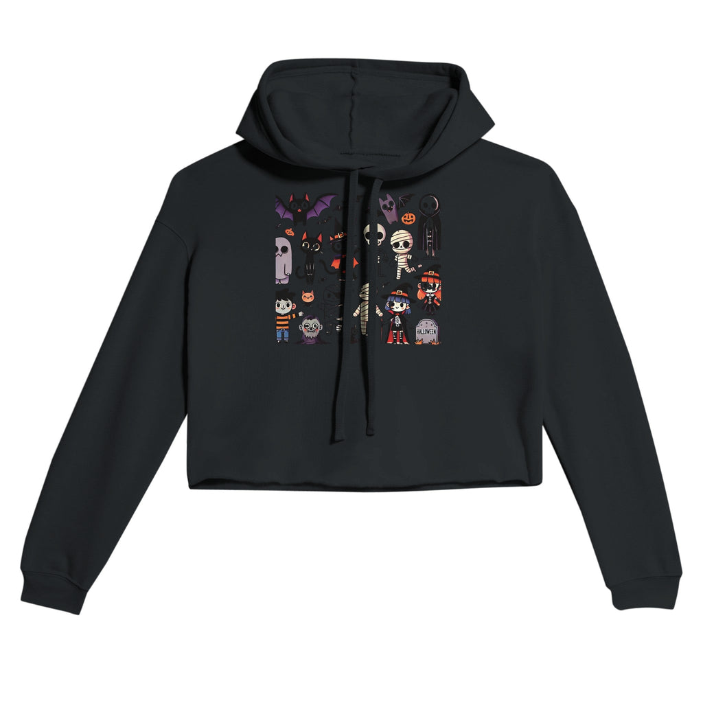 Halloween Characters Women's Cropped Hoodie - DazeRoom