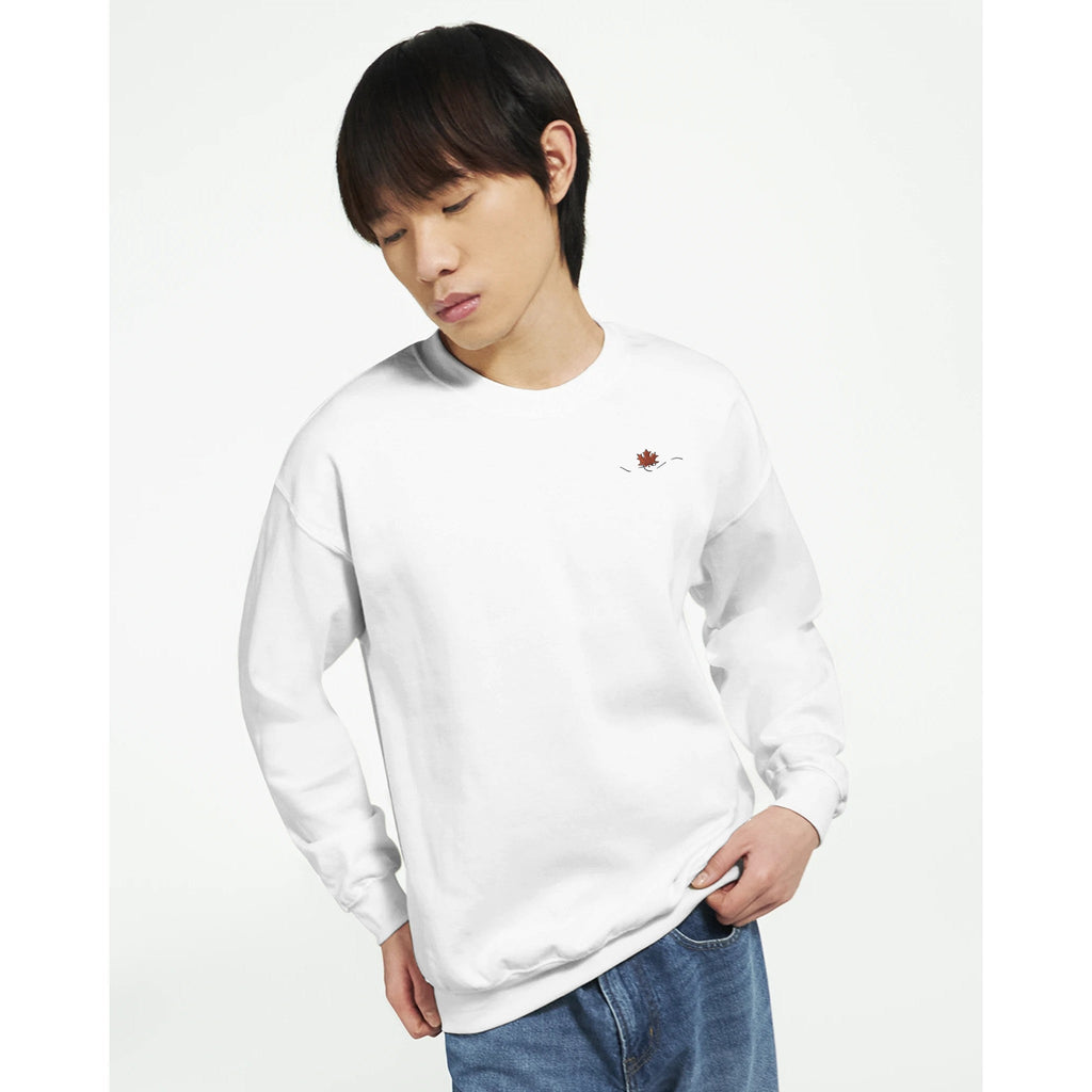 Maple Leaf Men Embroidery Crewneck Sweatshirt | Gildan® 18000 - DazeRoom