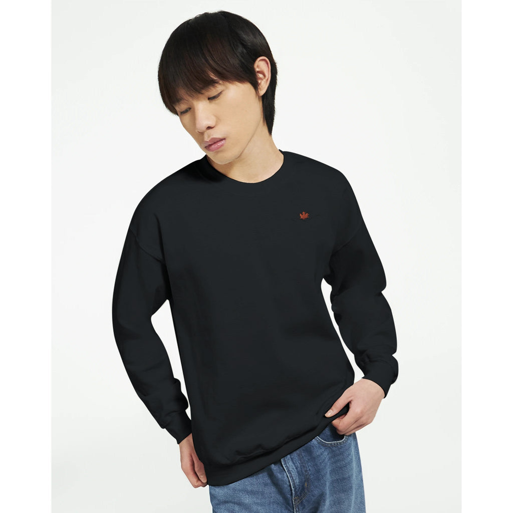 Maple Leaf Men Embroidery Crewneck Sweatshirt | Gildan® 18000 - DazeRoom