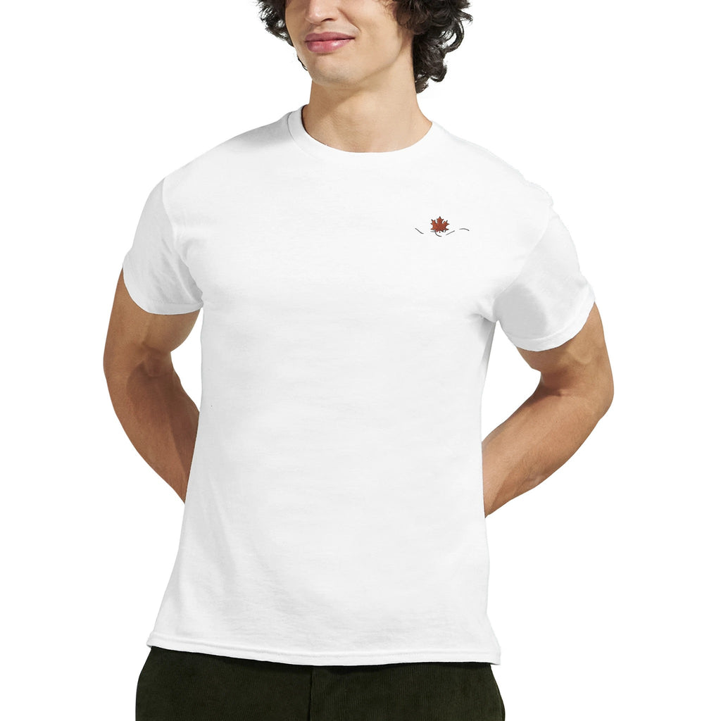 Maple Leaf Men Embroidery Crewneck T-shirt | Gildan® 5000 - DazeRoom