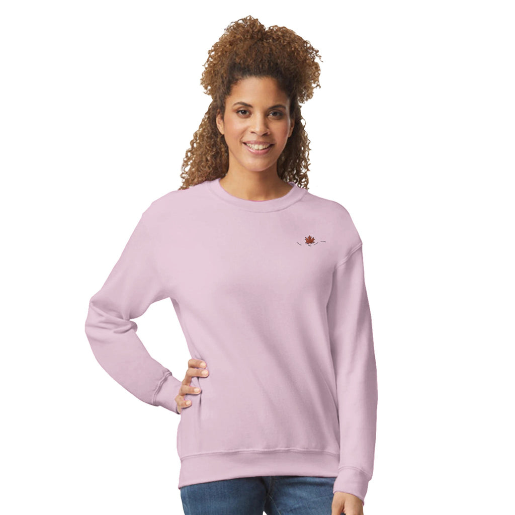 Maple Leaf Women Embroidery Crewneck Sweatshirt | Gildan® 18000 - DazeRoom