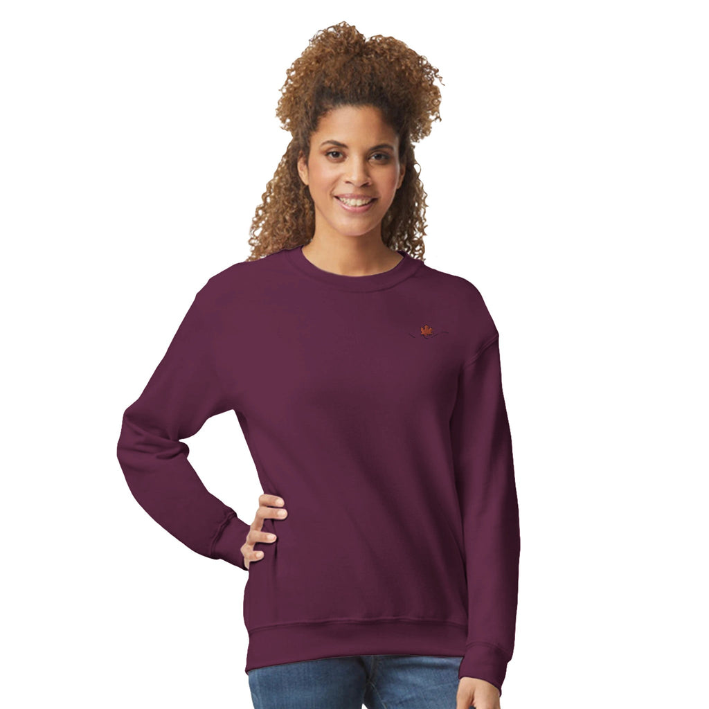 Maple Leaf Women Embroidery Crewneck Sweatshirt | Gildan® 18000 - DazeRoom