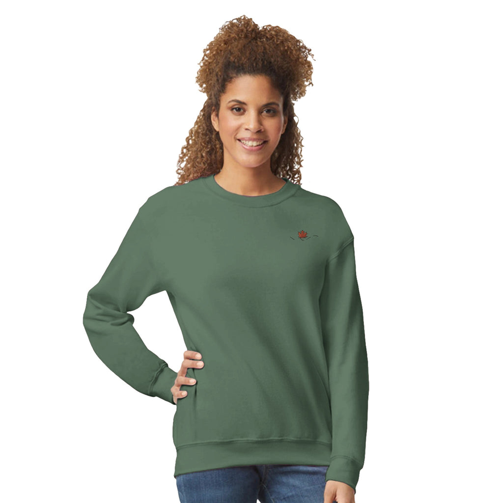 Maple Leaf Women Embroidery Crewneck Sweatshirt | Gildan® 18000 - DazeRoom