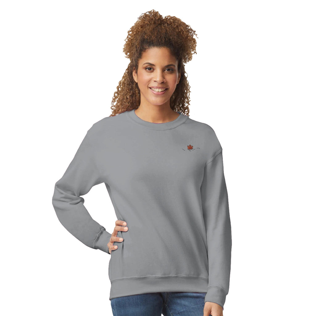 Maple Leaf Women Embroidery Crewneck Sweatshirt | Gildan® 18000 - DazeRoom