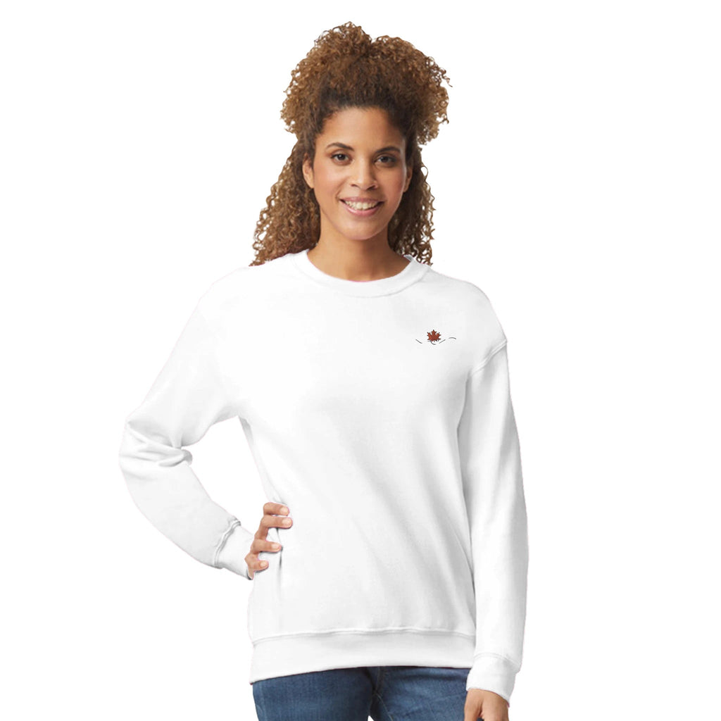 Maple Leaf Women Embroidery Crewneck Sweatshirt | Gildan® 18000 - DazeRoom