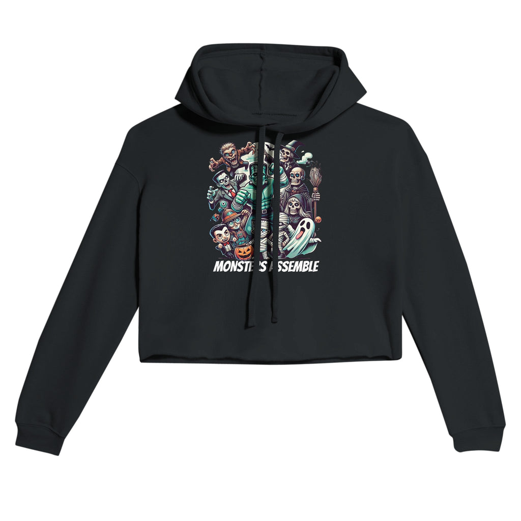 Monsters Assemble Women's Cropped Hoodie | Bella + Canvas 7502 - DazeRoom