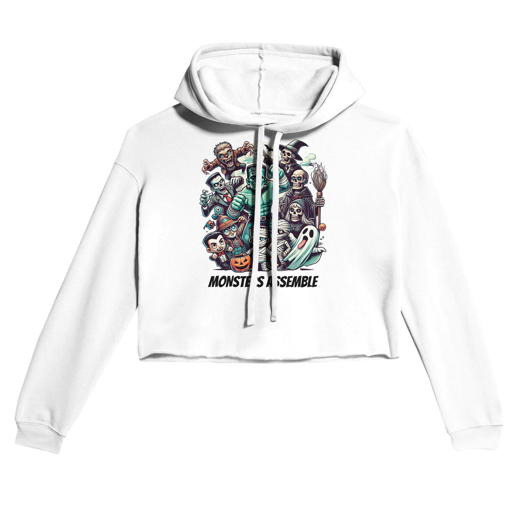 Monsters Assemble Women's Cropped Hoodie | Bella + Canvas 7502 - DazeRoom