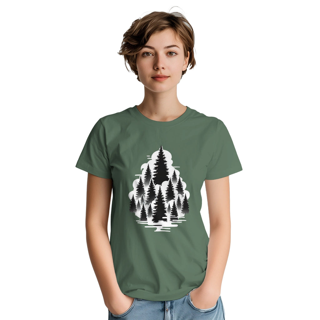 Pine Tree Women Crewneck T-shirt | Gildan® 5000 - DazeRoom