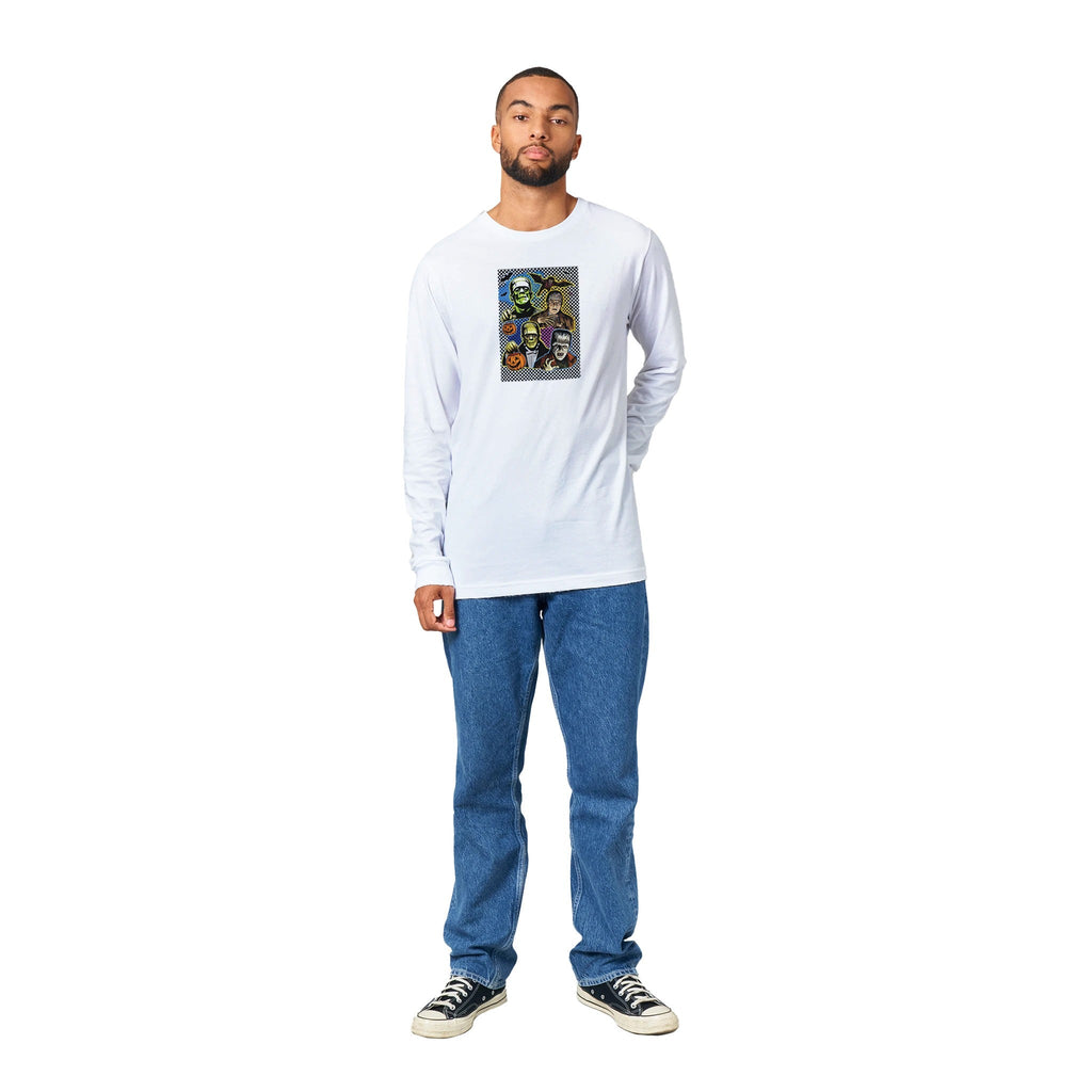 Retro Halloween Monsters Men's Premium Longsleeve T-shirt - DazeRoom