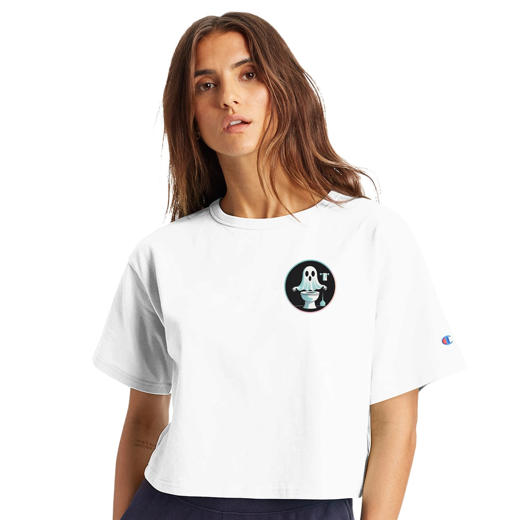 Scared Ishless 2 Retro Vice Edition Women's Cropped Heritage Crewneck T-Shirt | Champion T453W - DazeRoom