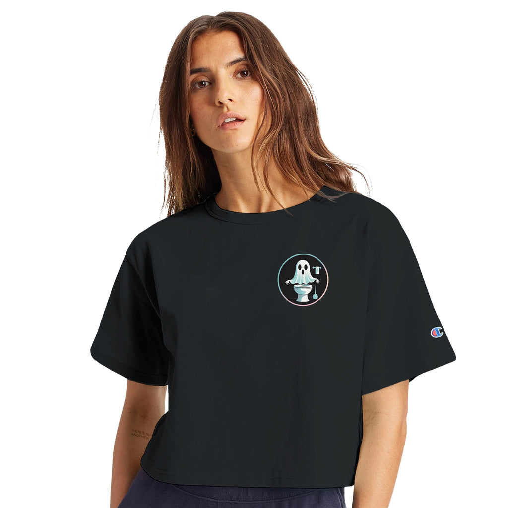 Scared Ishless 2 Retro Vice Edition Women's Cropped Heritage Crewneck T-Shirt | Champion T453W - DazeRoom