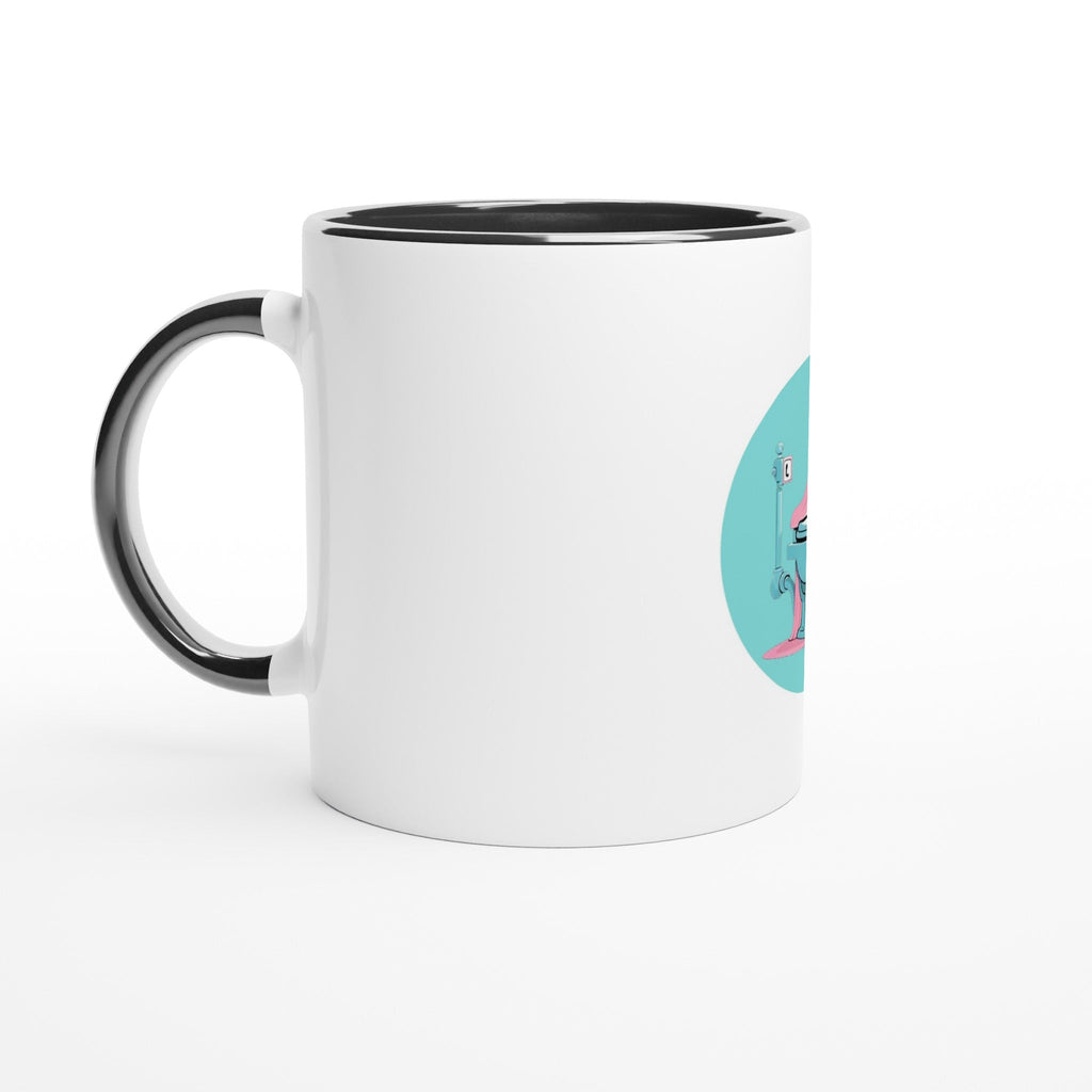 Scared Ishless 3 Blue Retro Vice Edition White 11oz Ceramic Mug with Color Inside - DazeRoom