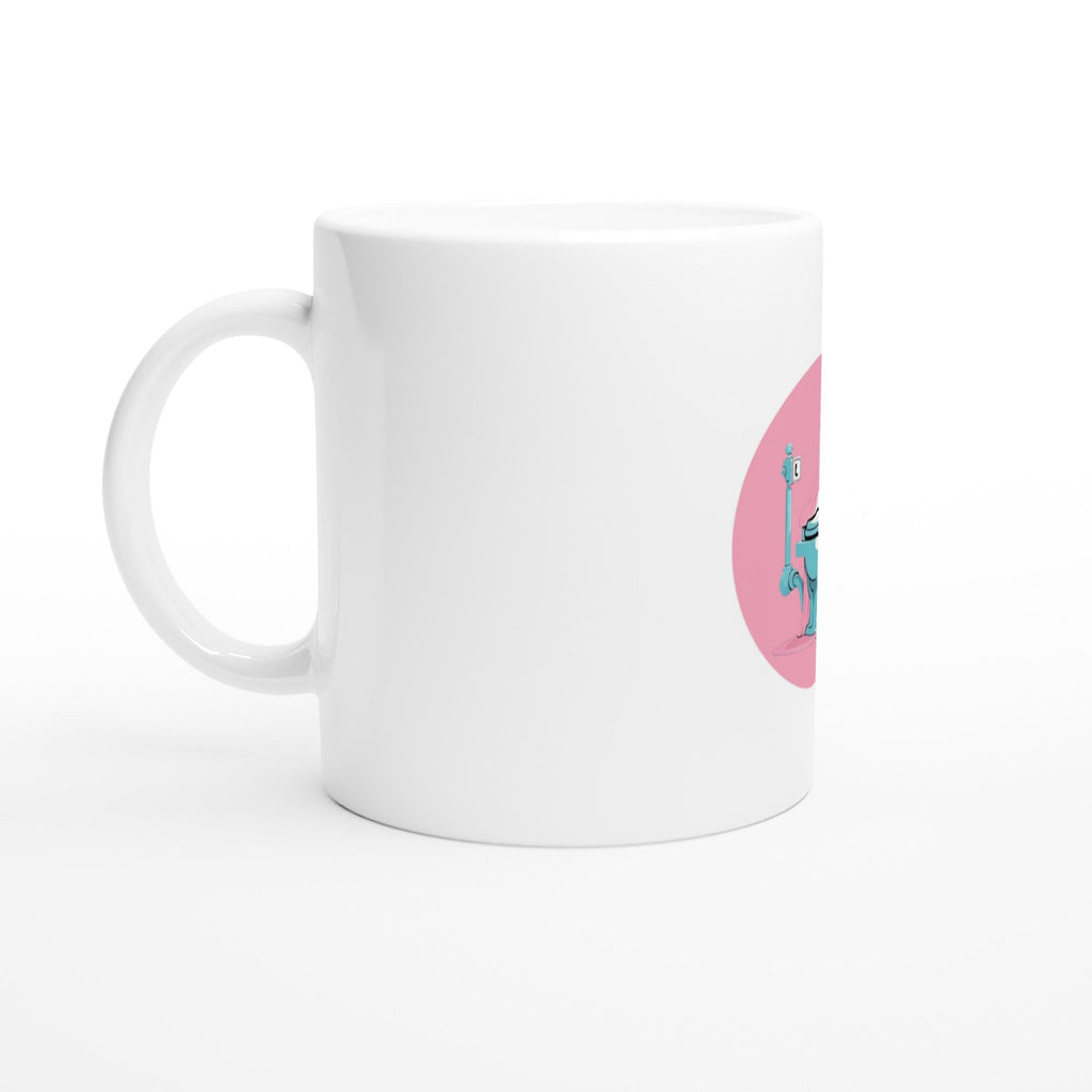 Scared Ishless 3 Pink Retro Vice Edition White 11oz Ceramic Mug - DazeRoom