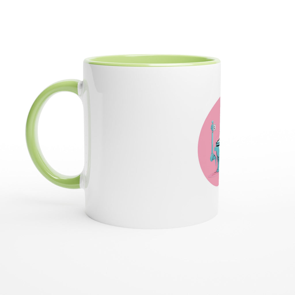 Scared Ishless 3 Pink Retro Vice Edition White 11oz Ceramic Mug with Color Inside - DazeRoom