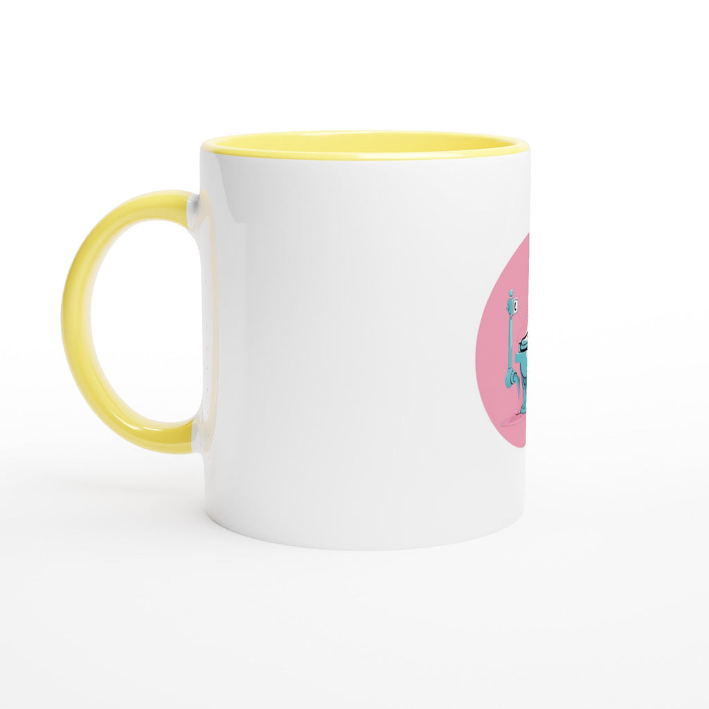 Scared Ishless 3 Pink Retro Vice Edition White 11oz Ceramic Mug with Color Inside - DazeRoom