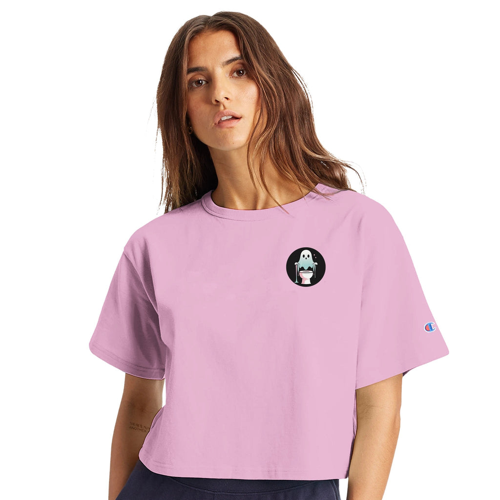 Scared Ishless Retro Vice Edition Women's Cropped Heritage Crewneck T-Shirt | Champion T453W - DazeRoom