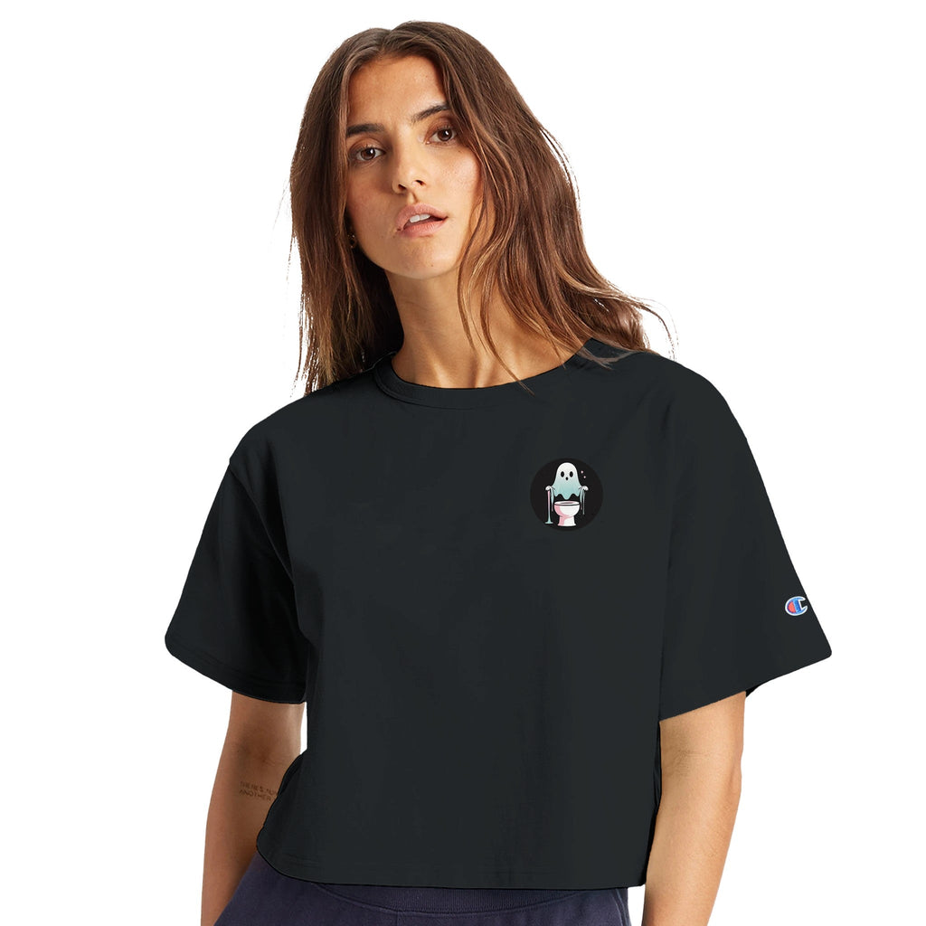 Scared Ishless Retro Vice Edition Women's Cropped Heritage Crewneck T-Shirt | Champion T453W - DazeRoom