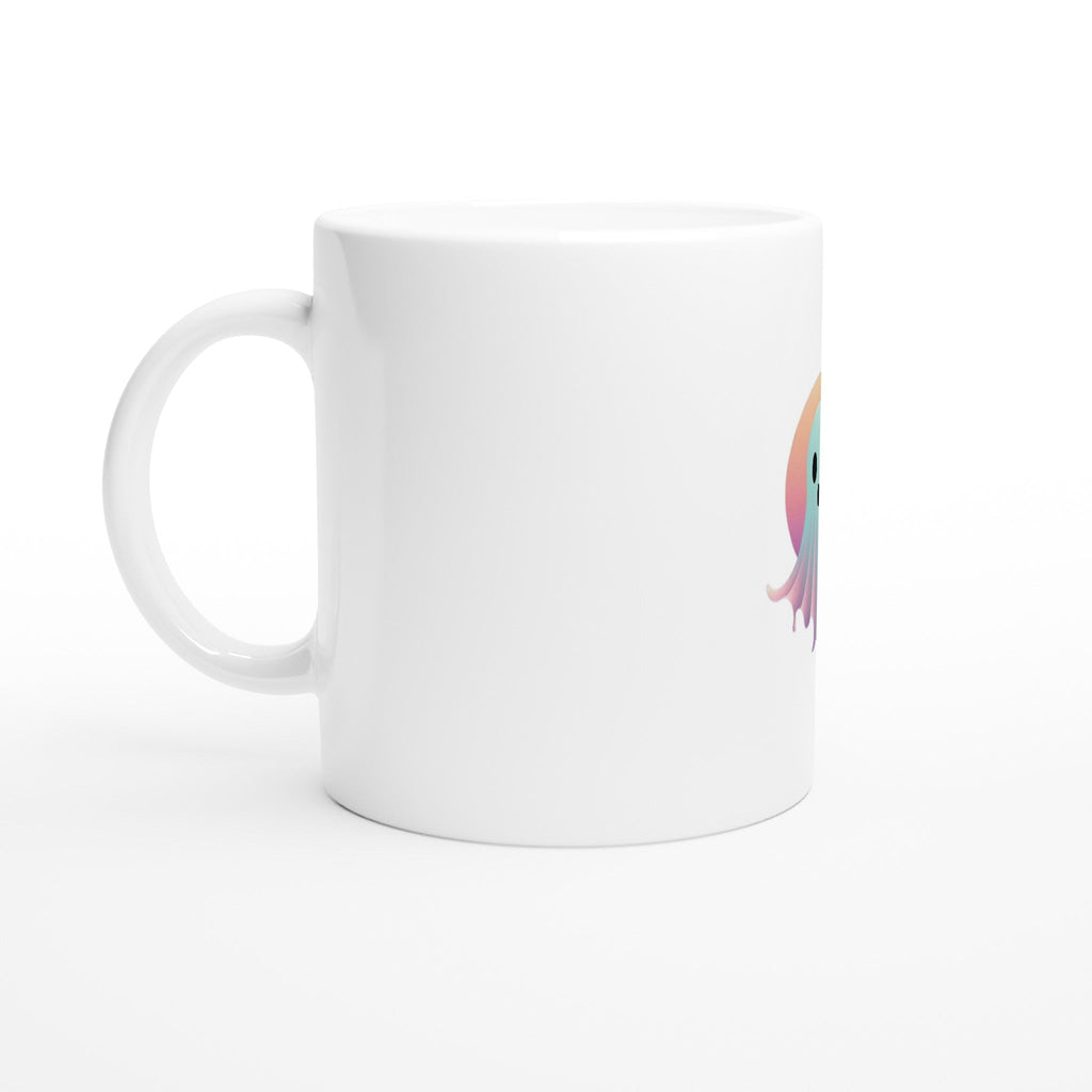 Sunset Ghost Retro Vice Edition White 11oz Ceramic Mug - DazeRoom