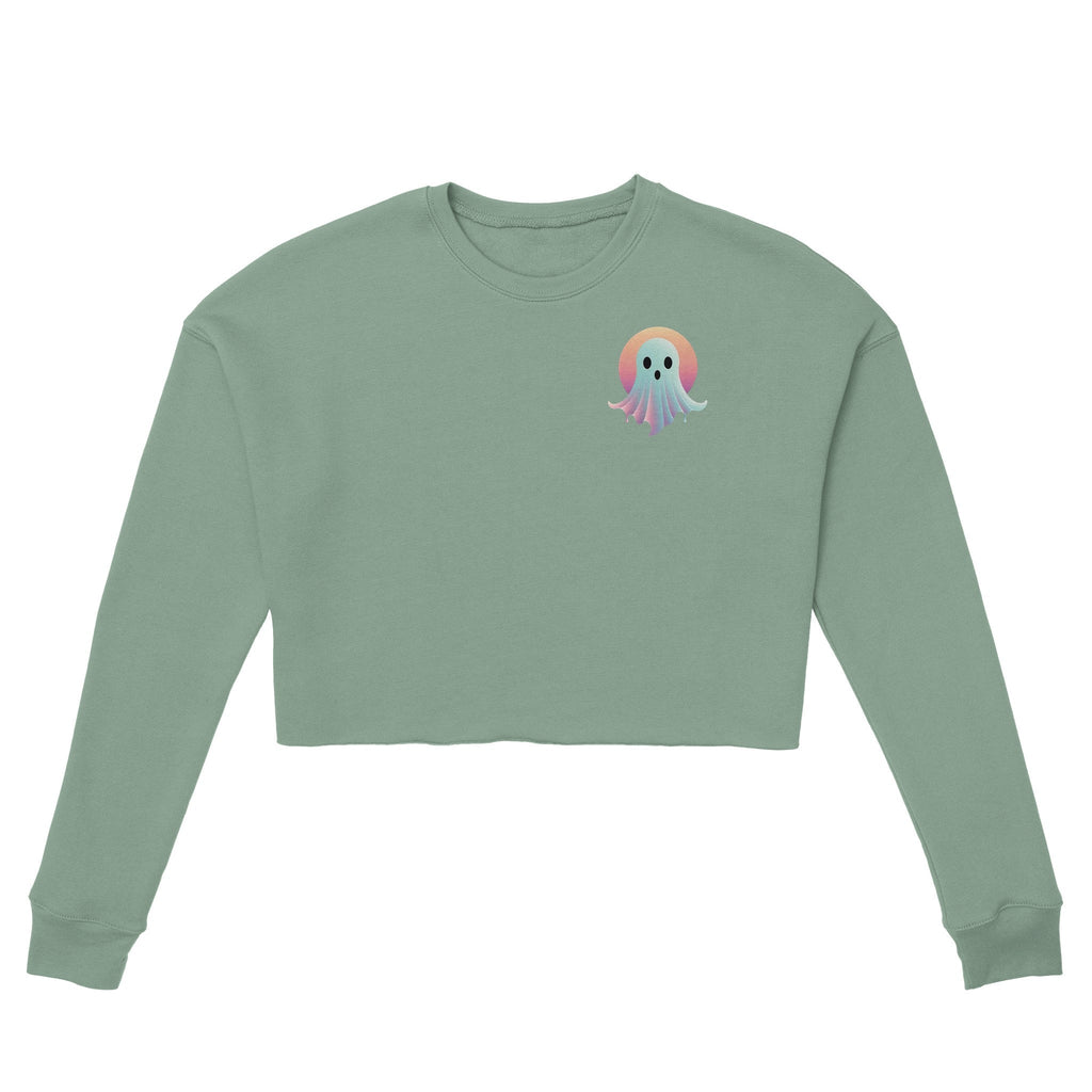 Sunset Ghost Retro Vice Edition Women's Cropped Sweatshirt | Bella + Canvas 7503 - DazeRoom