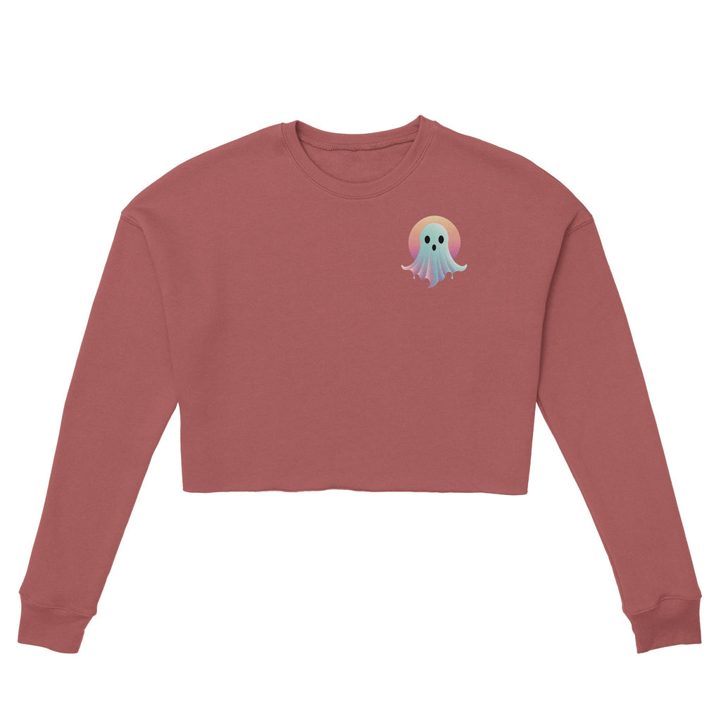 Sunset Ghost Retro Vice Edition Women's Cropped Sweatshirt | Bella + Canvas 7503 - DazeRoom