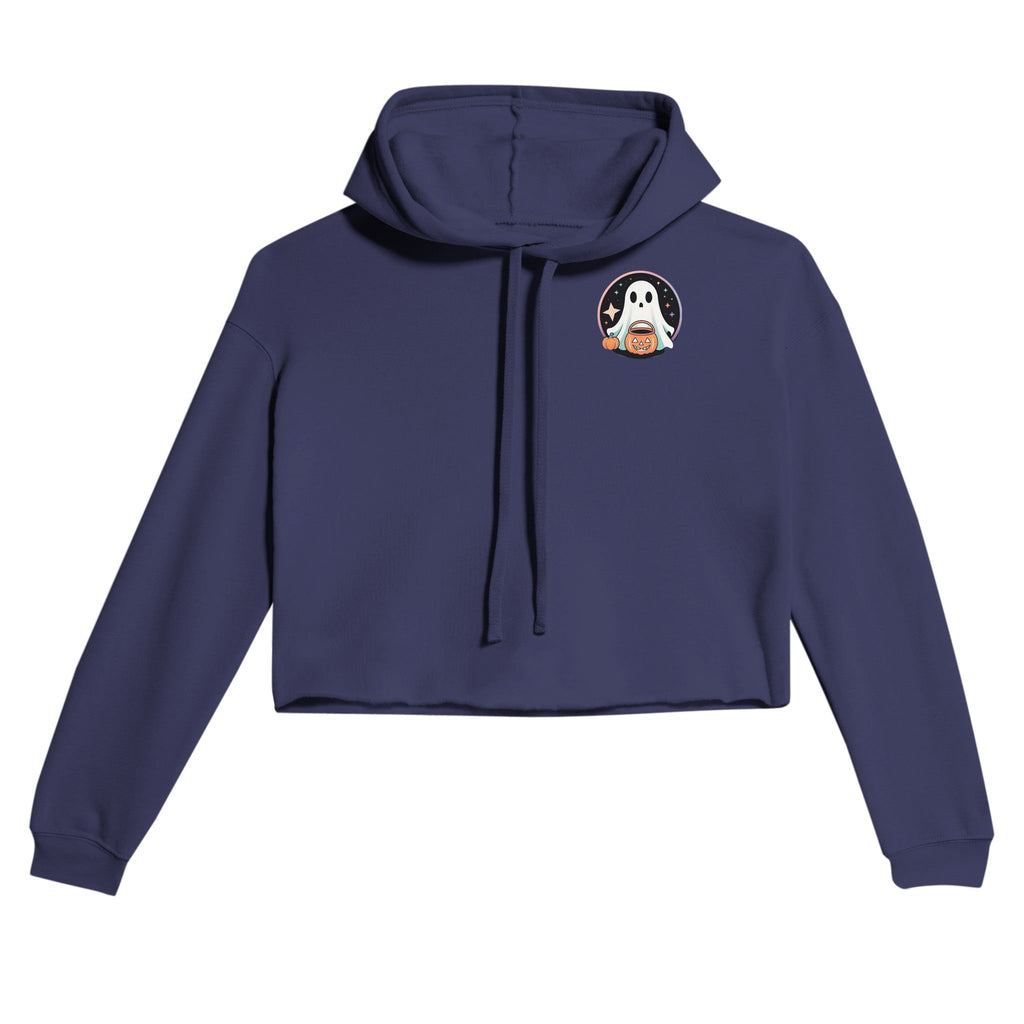 Trick or Treat Retro Vice Ghost Women's Cropped Hoodie | Bella + Canvas 7502 - DazeRoom