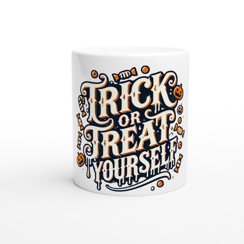 Trick or Treat Yourself White 11oz Ceramic Mug - DazeRoom