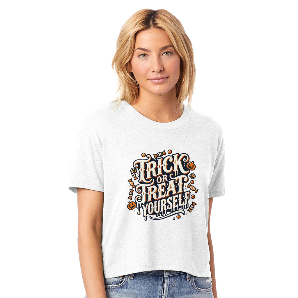 Trick or Treat Yourself Women's Headliner Cropped Crewneck T-Shirt | Alternative 5114BP - DazeRoom