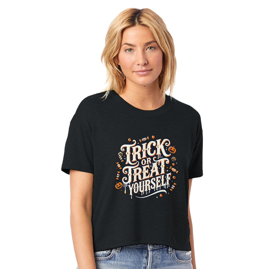 Trick or Treat Yourself Women's Headliner Cropped Crewneck T-Shirt | Alternative 5114BP - DazeRoom